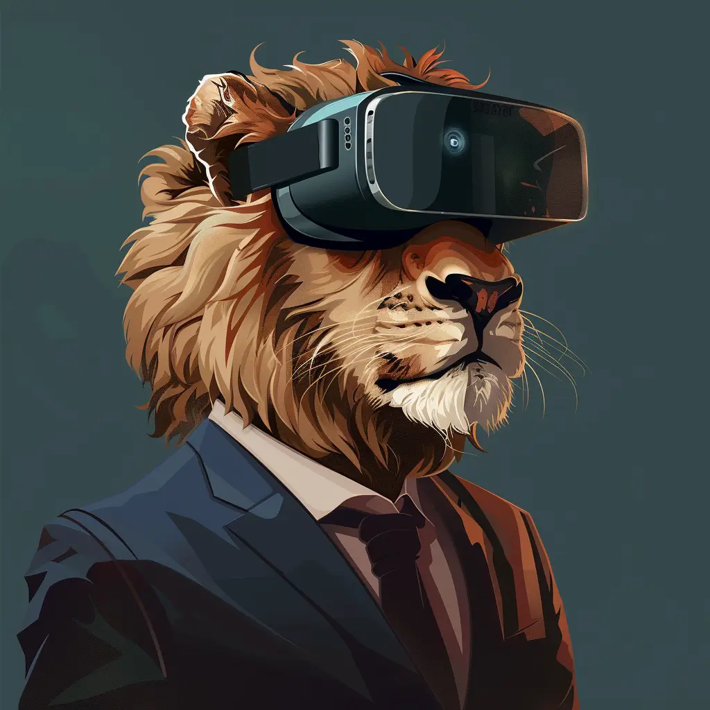 A screenshot of Free Avatar: High School Yearbook Style Lion Salesperson Avatar