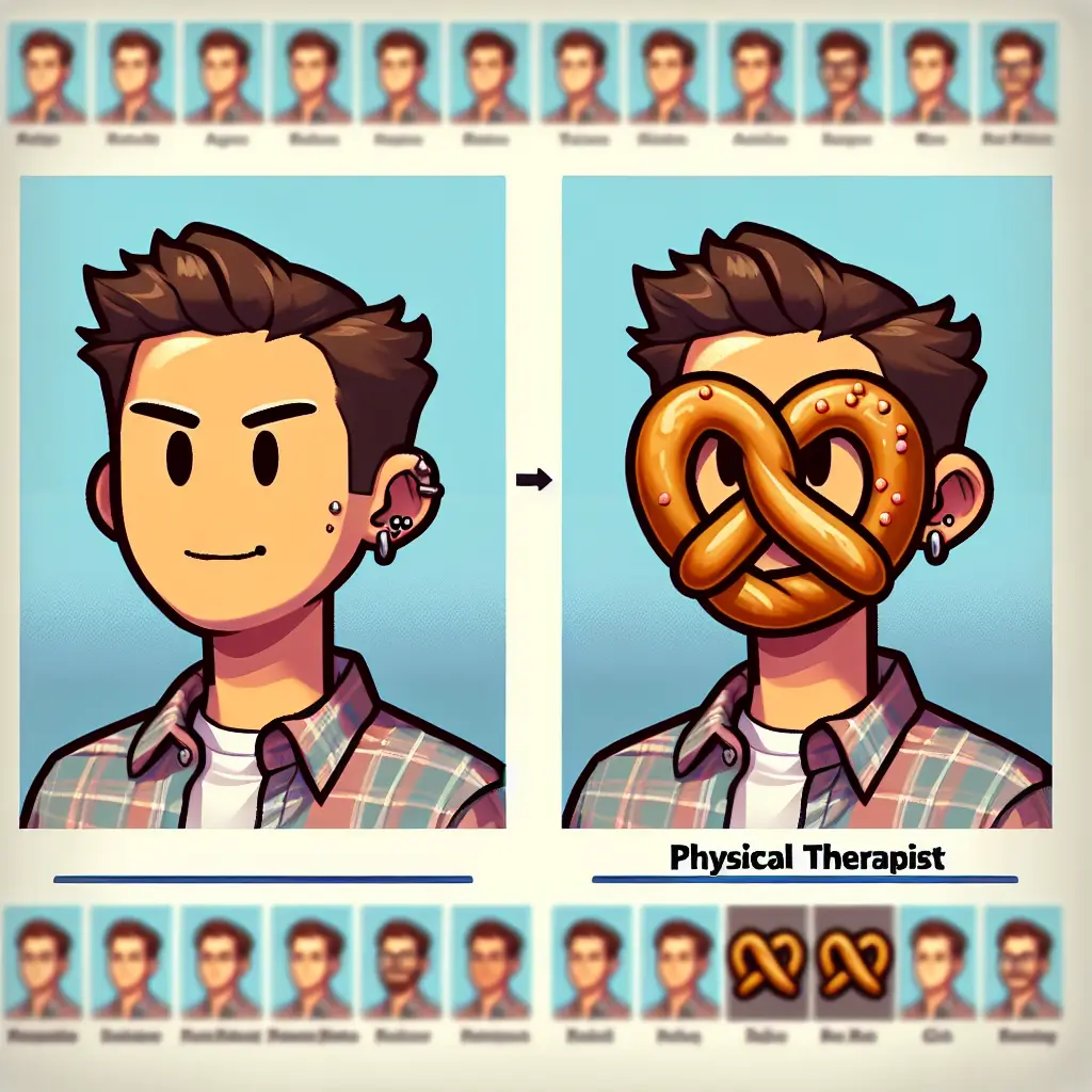 A screenshot of Free Avatar: Pretzel Physical Therapist with Nose Piercing