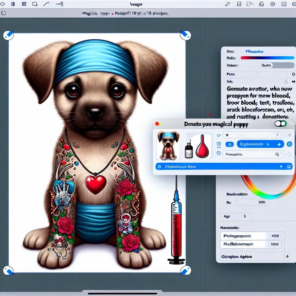 A screenshot of Free Avatar: Magical Puppy Phlebotomist with Tattoos