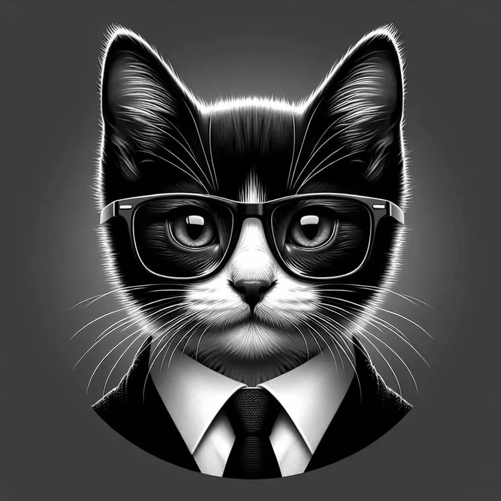 A screenshot of Free Avatar: Black and White Kitten High School Teacher AI Avatar