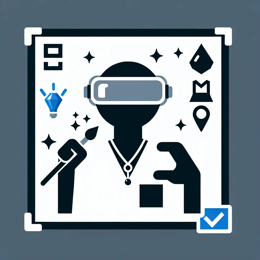 A screenshot of Free Avatar: Jeweler Stick Figure in Magic Mirror Style with VR Headset