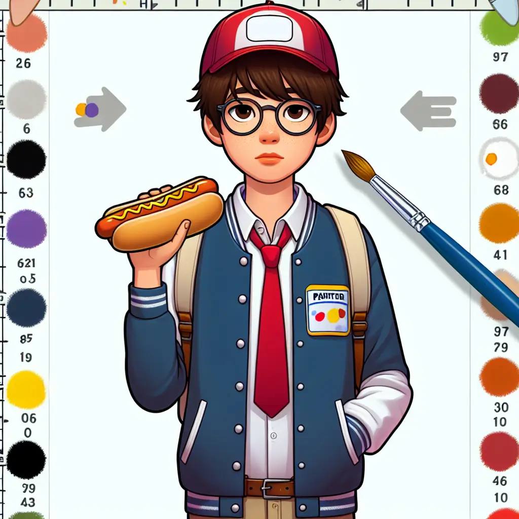 A screenshot of Free Avatar: High School Painter Student Eating Hotdog