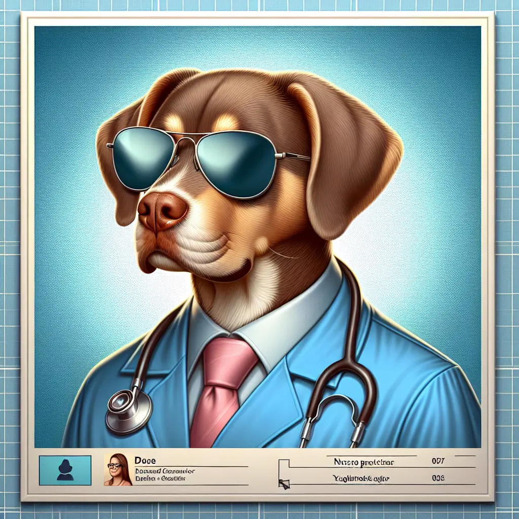 A screenshot of Free Avatar: Professional Dog Nurse Practitioner Avatar with Sunglasses