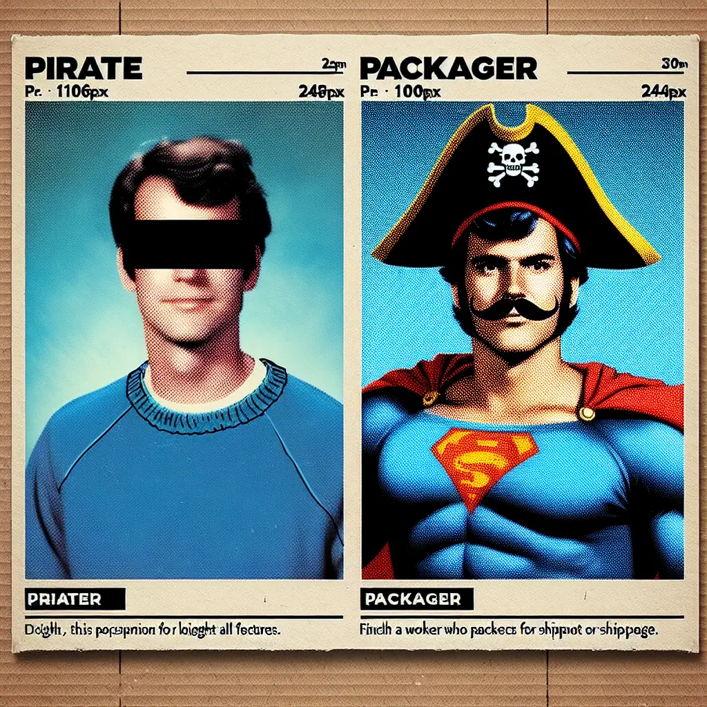 A screenshot of Free Avatar: Pirate Superhero Packager AI Avatar