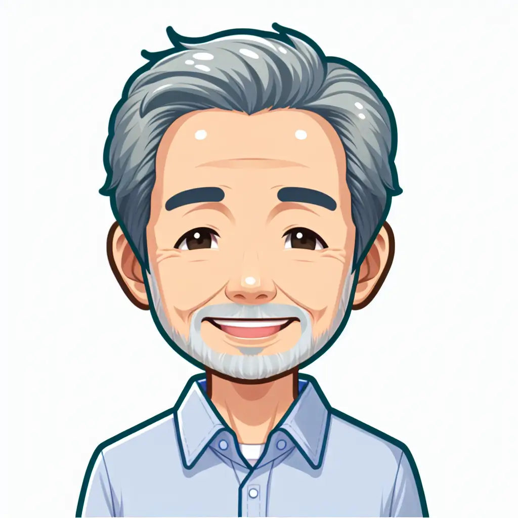 A screenshot of Free Avatar: Asian Elderly Social Worker Cartoon Avatar