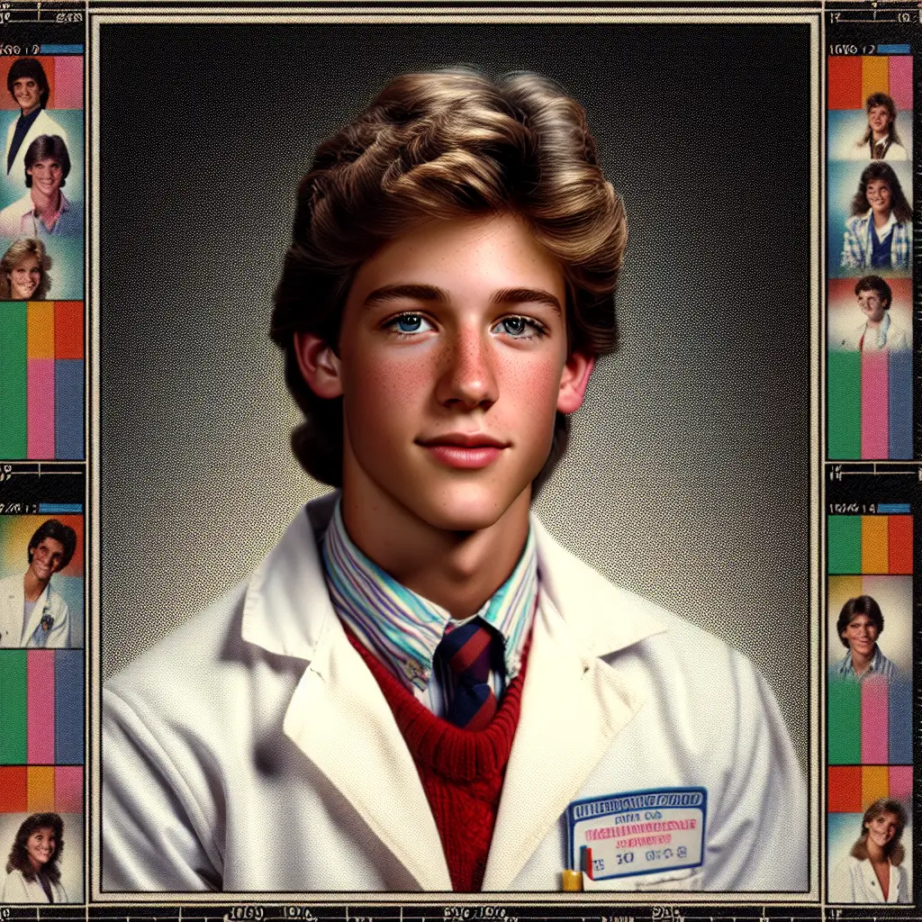 A screenshot of Free Avatar: High School Student Phlebotomist 1980s Yearbook Style