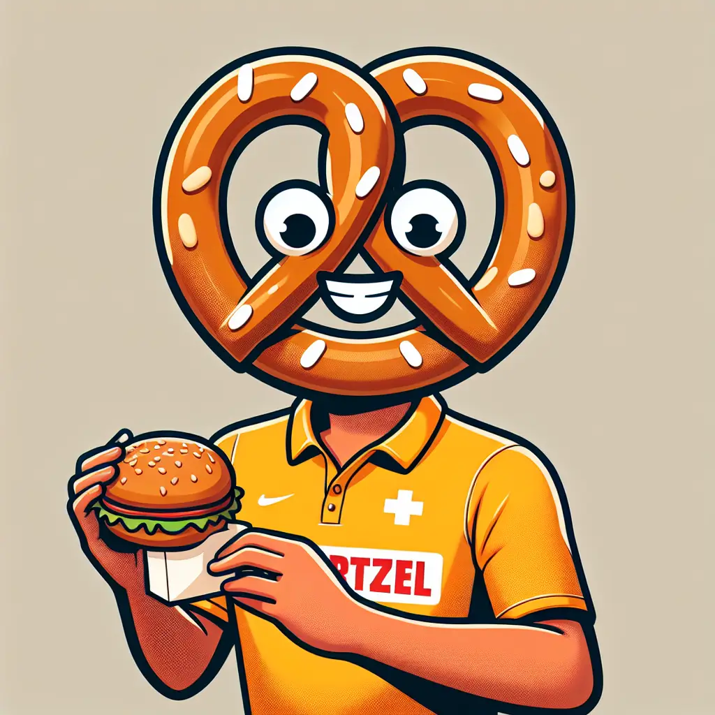 A screenshot of Free Avatar: Pretzel Lifeguard enjoying a hamburger