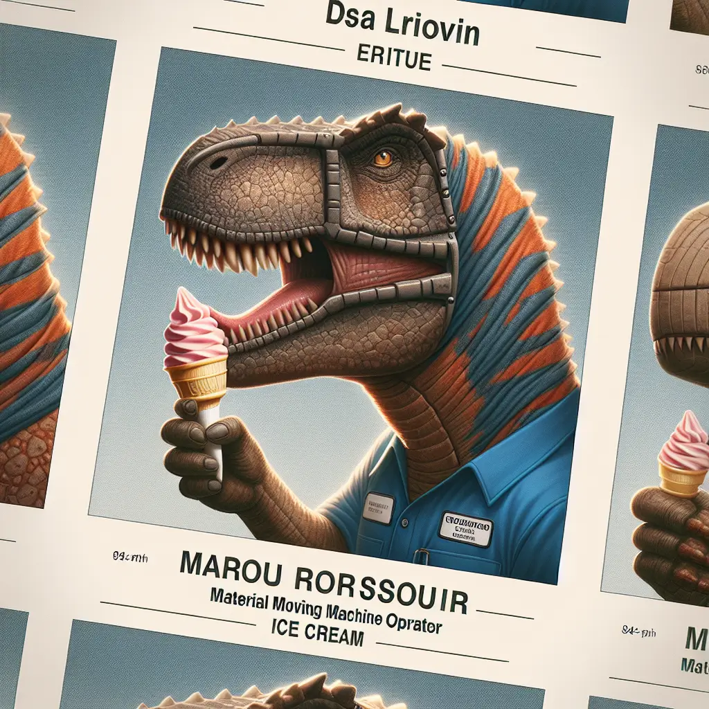 A screenshot of Free Avatar: Dinosaur Material Moving Machine Operator Eating Ice Cream