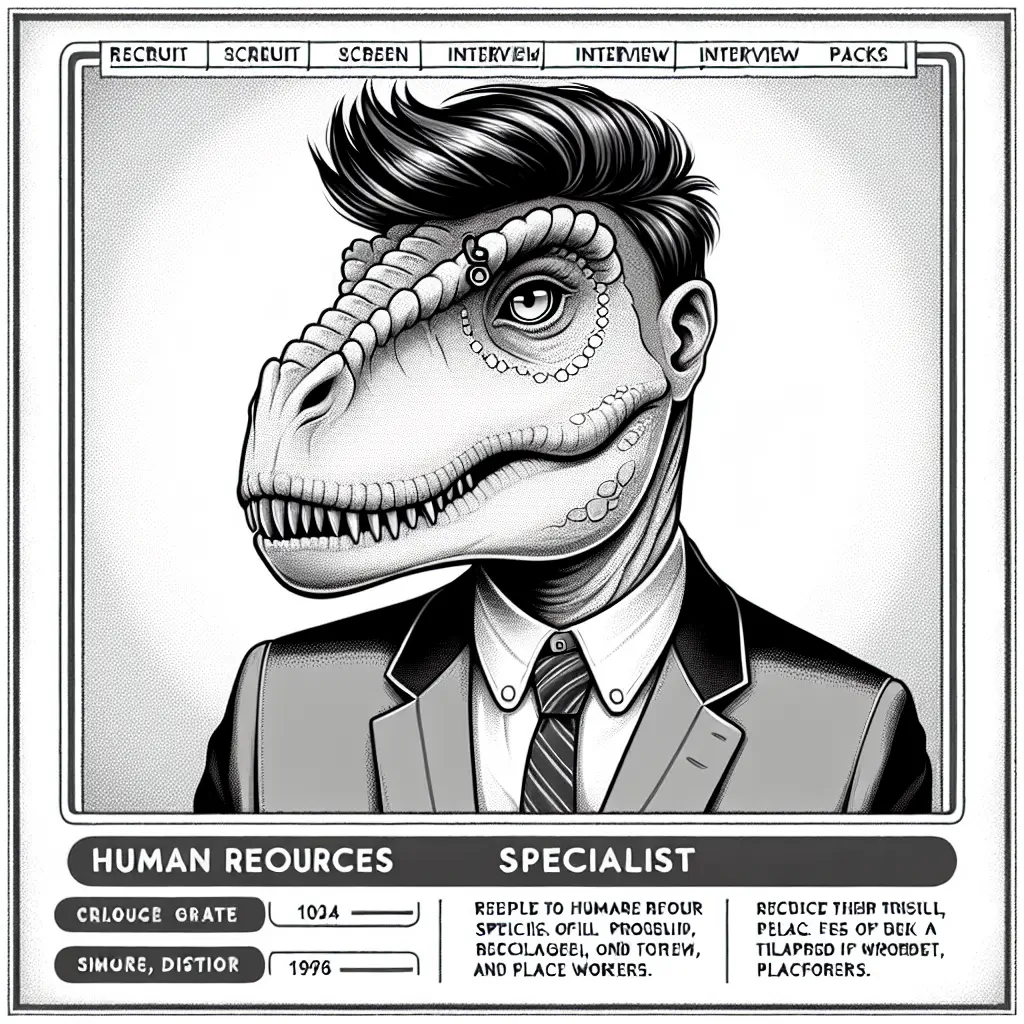 A screenshot of Free Avatar: Dinosaur HR Specialist with Eyebrow Piercing