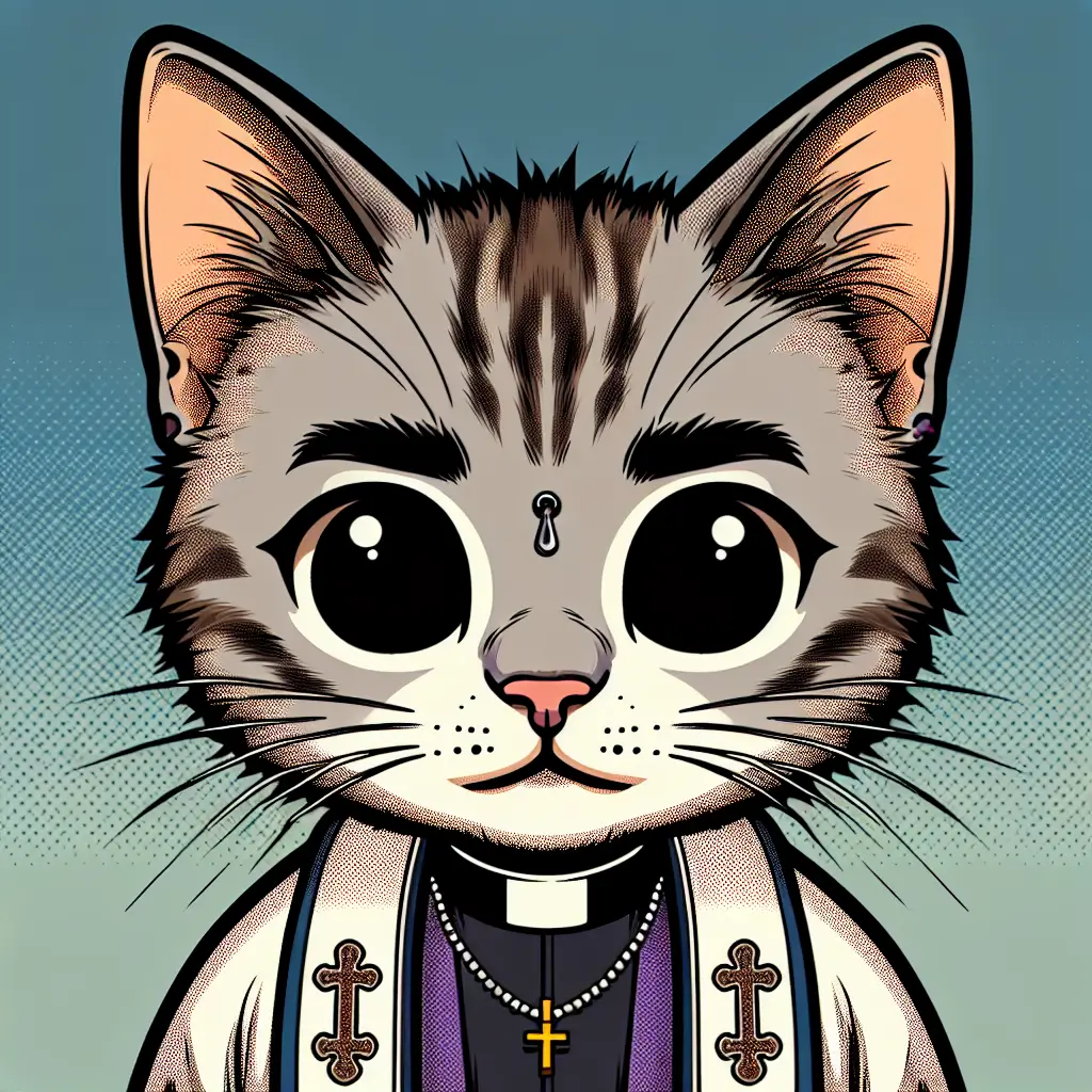 A screenshot of Free Avatar: Comic Book Style Cat Clergy Avatar