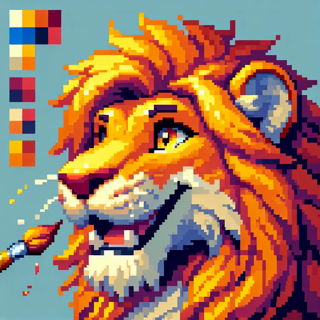 A screenshot of Free Avatar: Lion Painter 8-Bit Pixel Art