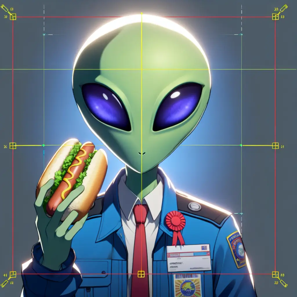 A screenshot of Free Avatar: Anime Style Alien Fundraiser Eating Hotdog