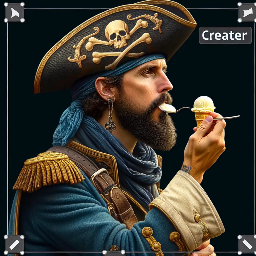 A screenshot of Free Avatar: Pirate Tour Guide Eating Ice Cream