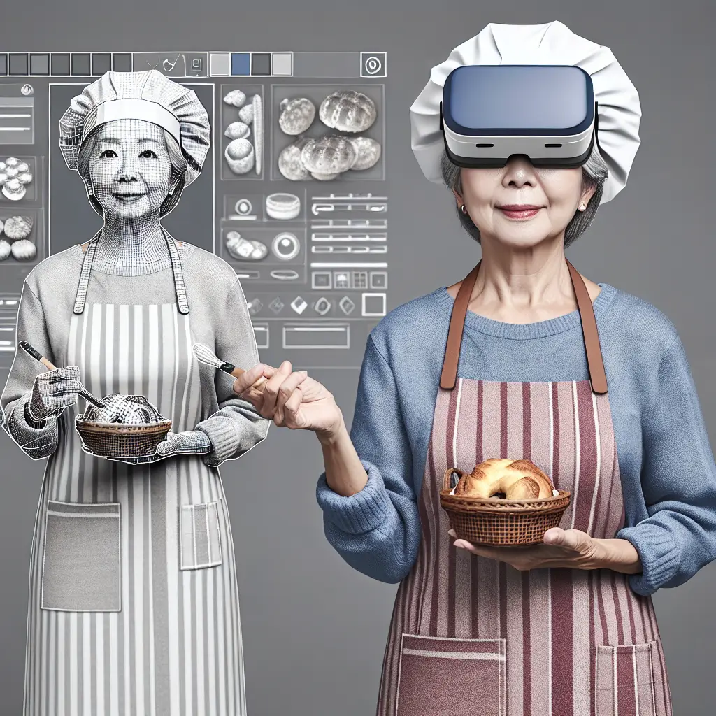 A screenshot of Free Avatar: Korean Pop Style Elderly Baker Avatar with VR Headset