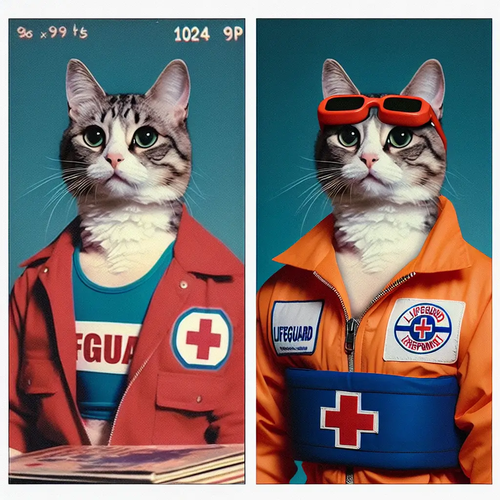 A screenshot of Free Avatar: Lifeguard Cat K-Pop Style