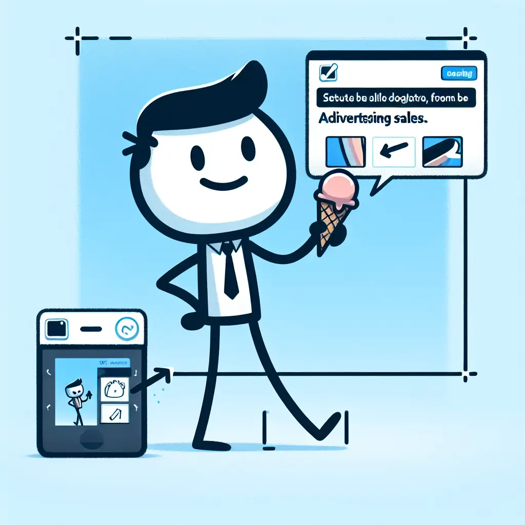 A screenshot of Free Avatar: Cartoon Style AI Avatar of an Advertising Sales Agent Eating Ice Cream