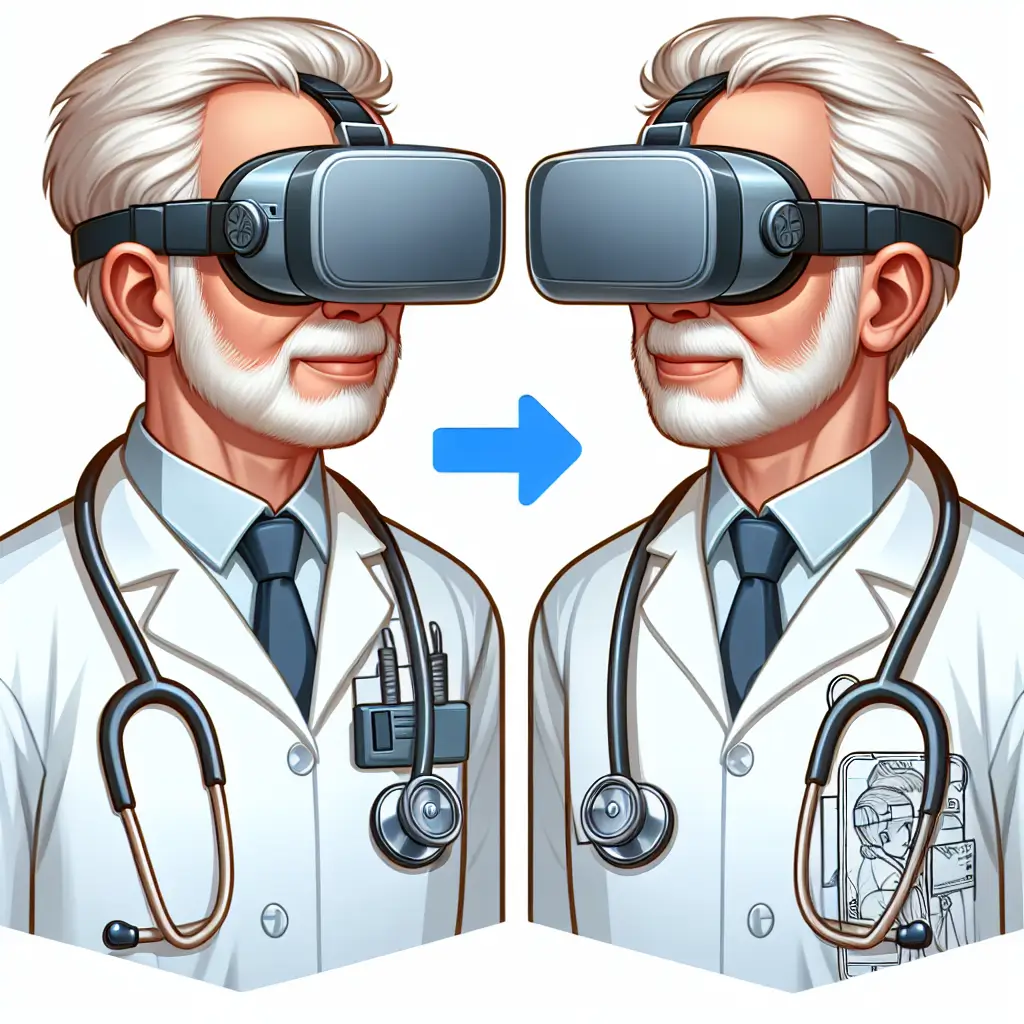 A screenshot of Free Avatar: Pediatrician Elderly Man with VR Headset