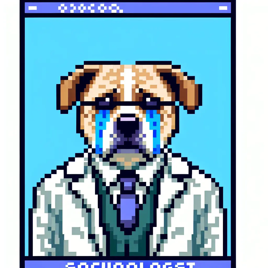 A screenshot of Free Avatar: 8-bit Pixel Style Crying Dog Sociologist