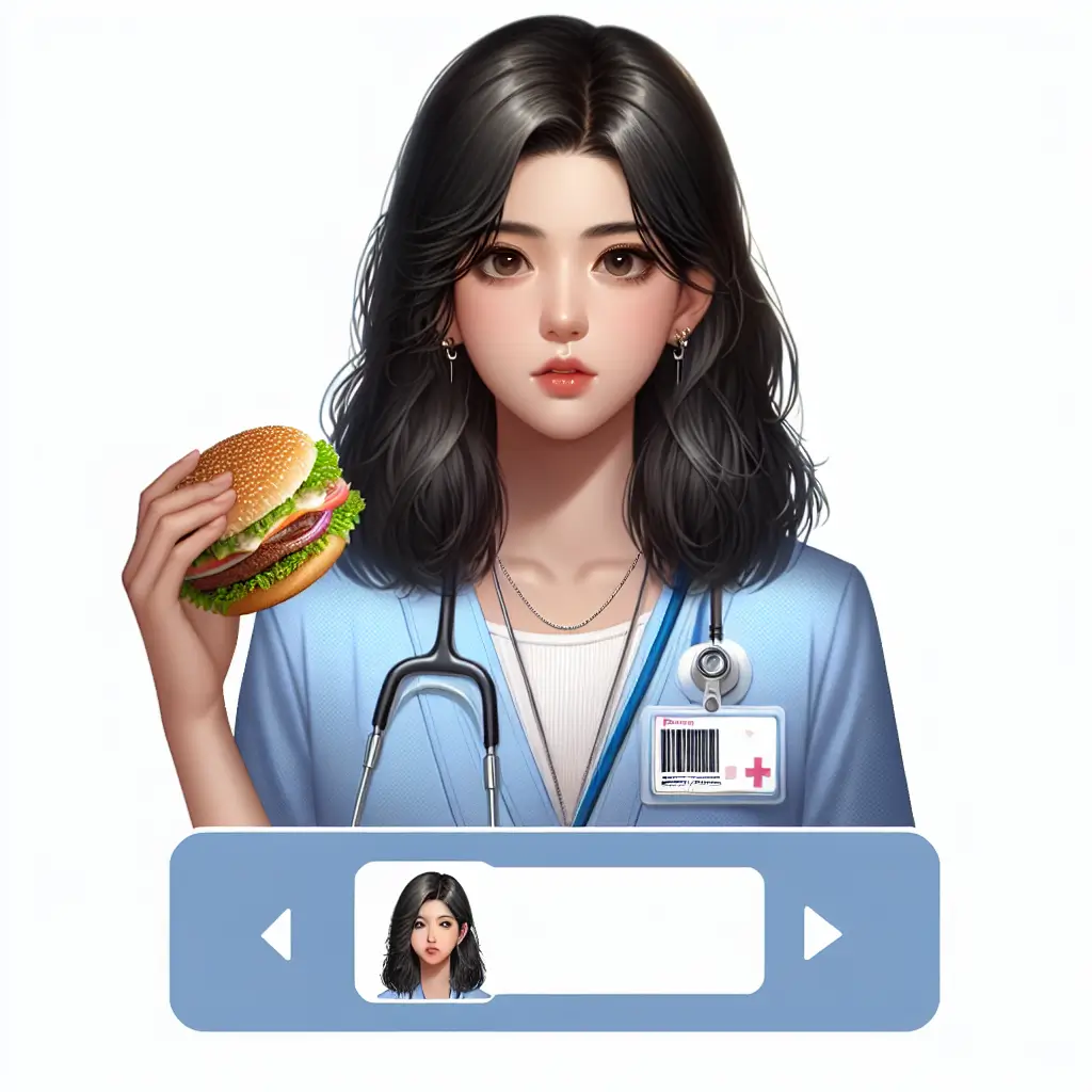 A screenshot of Free Avatar: South Asian K-Pop Medical Assistant with Hamburger