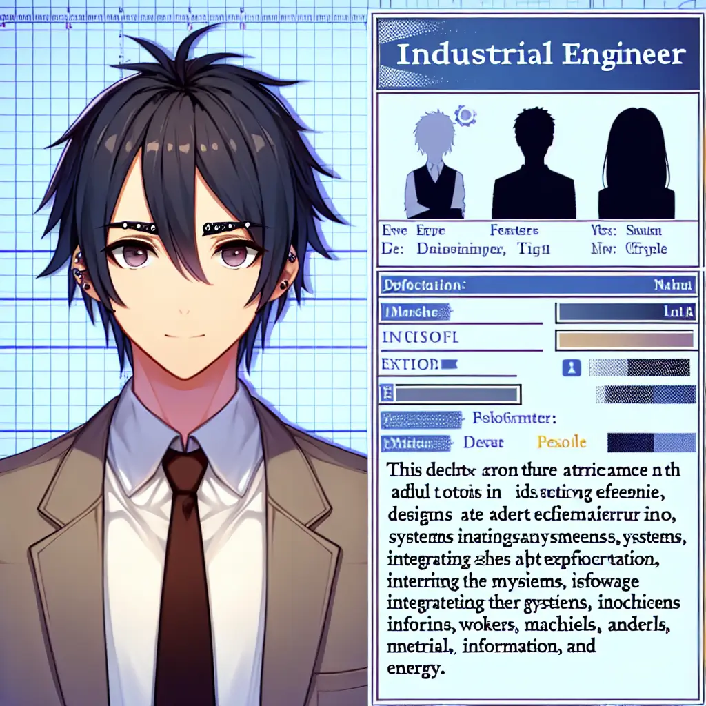 A screenshot of Free Avatar: AI Generated Anime Style Industrial Engineer with Eyebrow Piercing