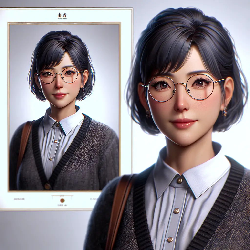 A screenshot of Free Avatar: Asian Librarian Elderly Woman Anime Style