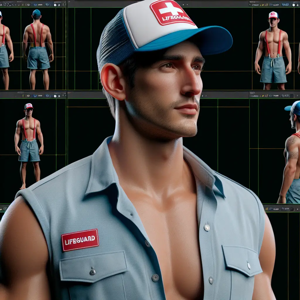 A screenshot of Free Avatar: Lifeguard Man in Cinematic Style