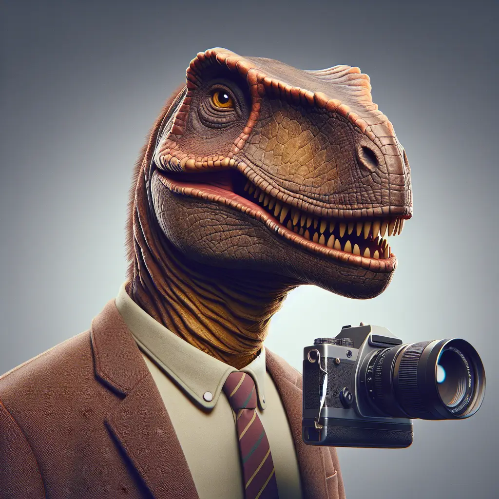 A screenshot of Free Avatar: Friendly Dinosaur Photographer