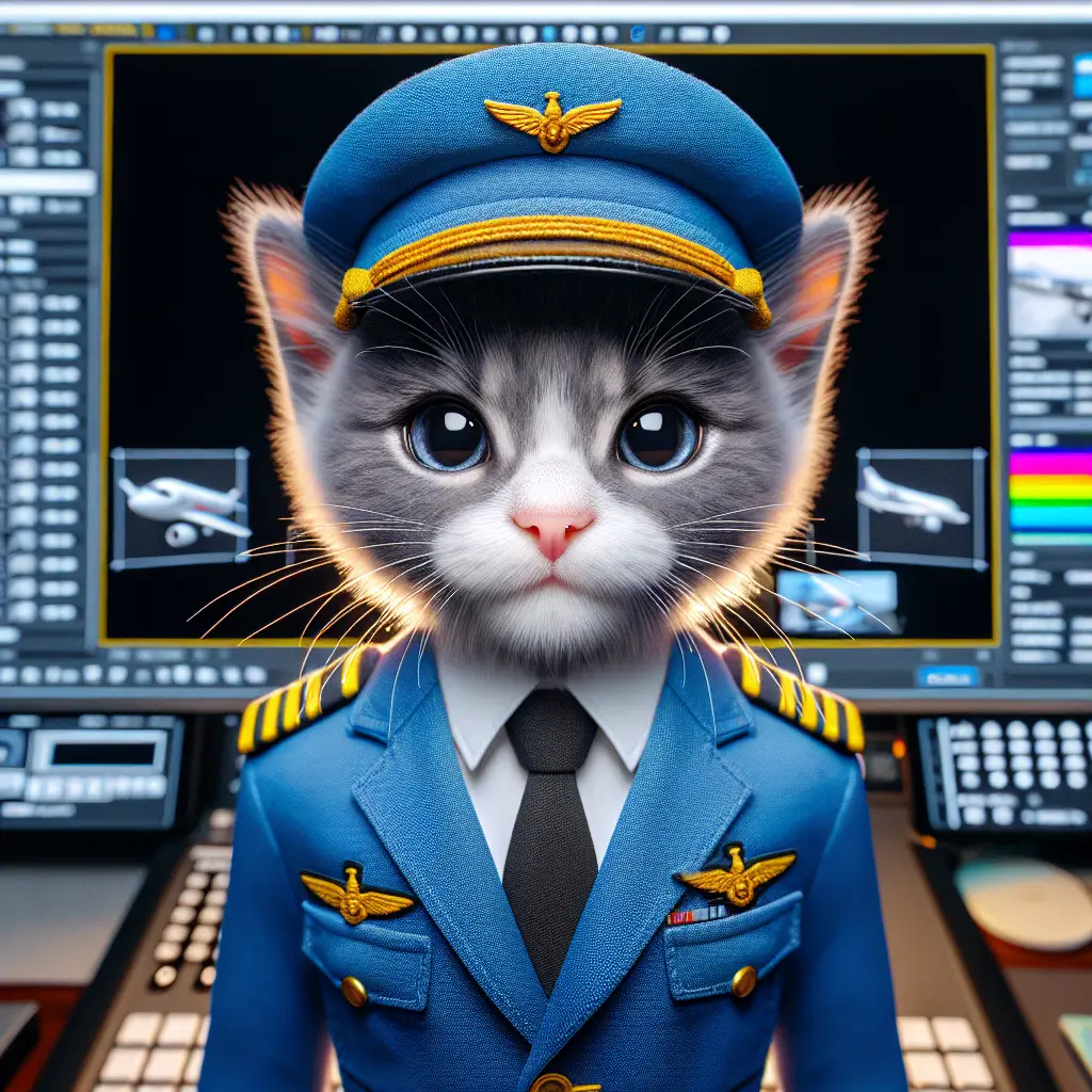 A screenshot of Free Avatar: Professional Airline Pilot Kitten