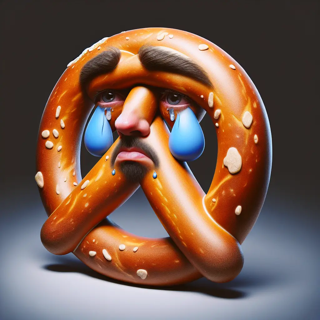 A screenshot of Free Avatar: Sad Pretzel Web Developer AI Avatar