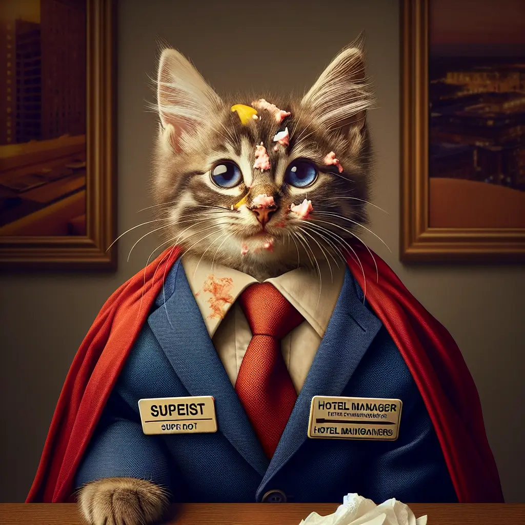 A screenshot of Free Avatar: Hotel Manager Kitten Superhero