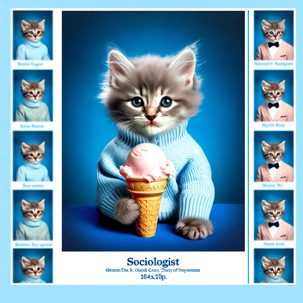 A screenshot of Free Avatar: Sociologist Kitten with Ice Cream