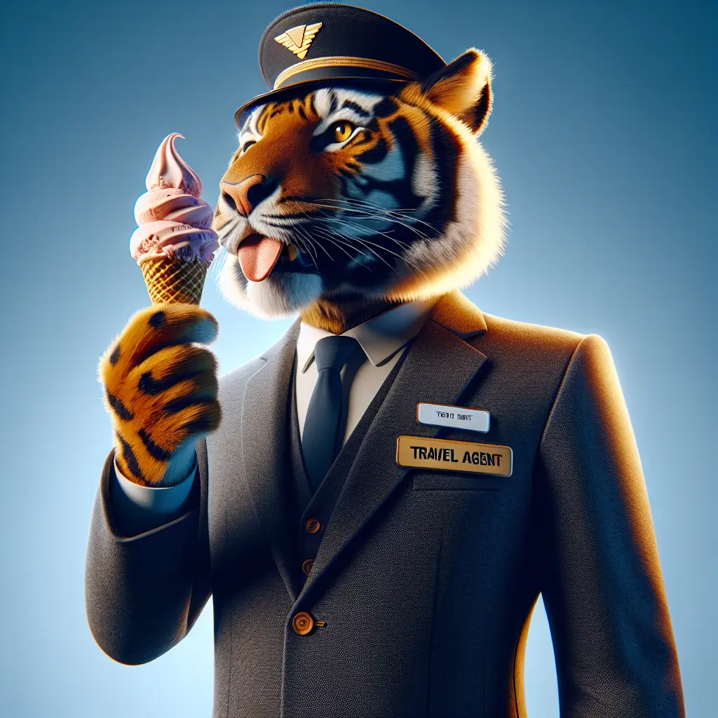 A screenshot of Free Avatar: Tiger Travel Agent with Ice Cream