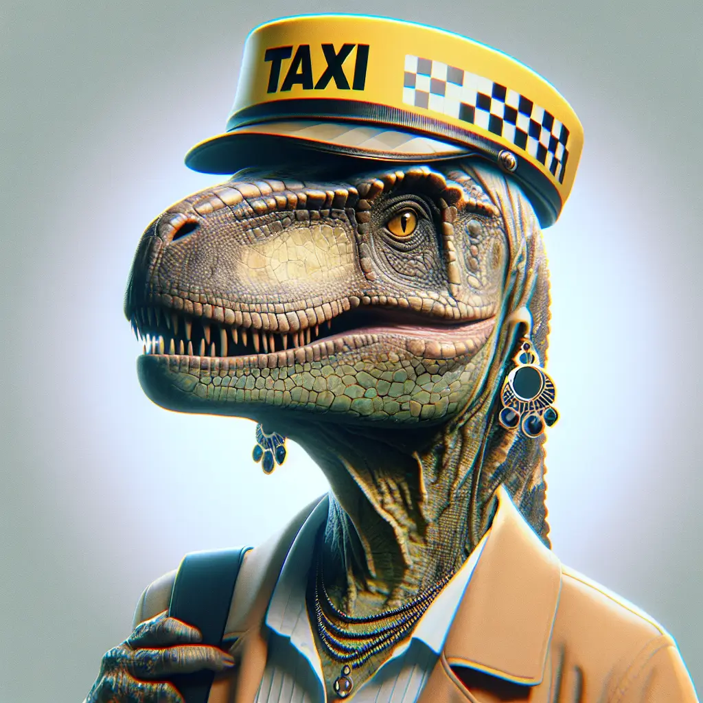 A screenshot of Free Avatar: Dinosaur Taxi Driver in Magical Mirror Style