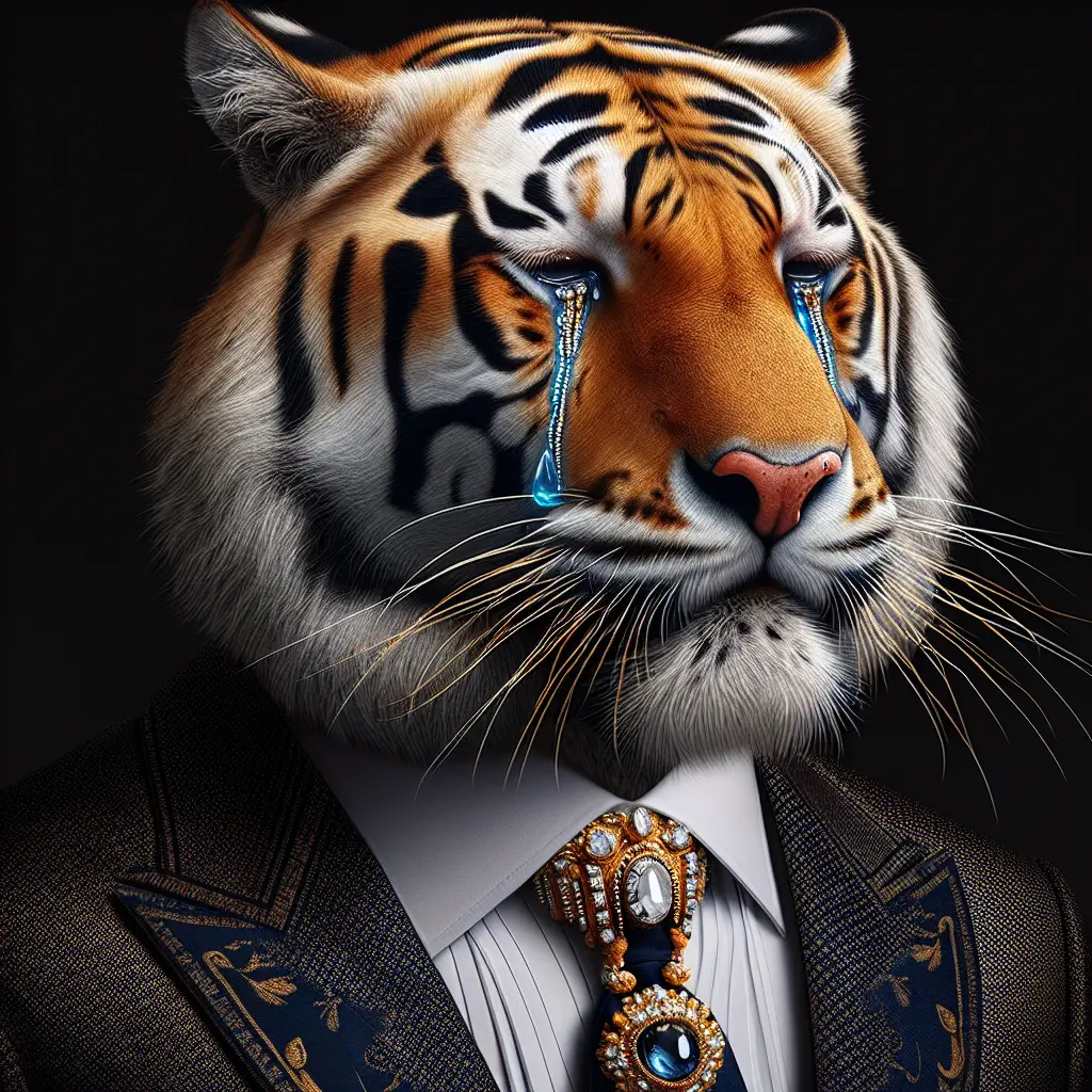 A screenshot of Free Avatar: Hyperrealistic Tiger in Jeweler's Attire