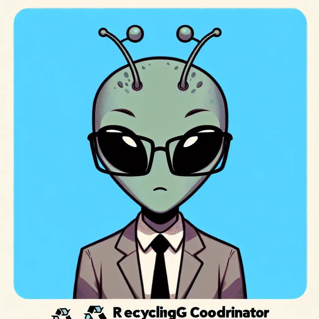 A screenshot of Free Avatar: Alien Recycling Coordinator with Glasses