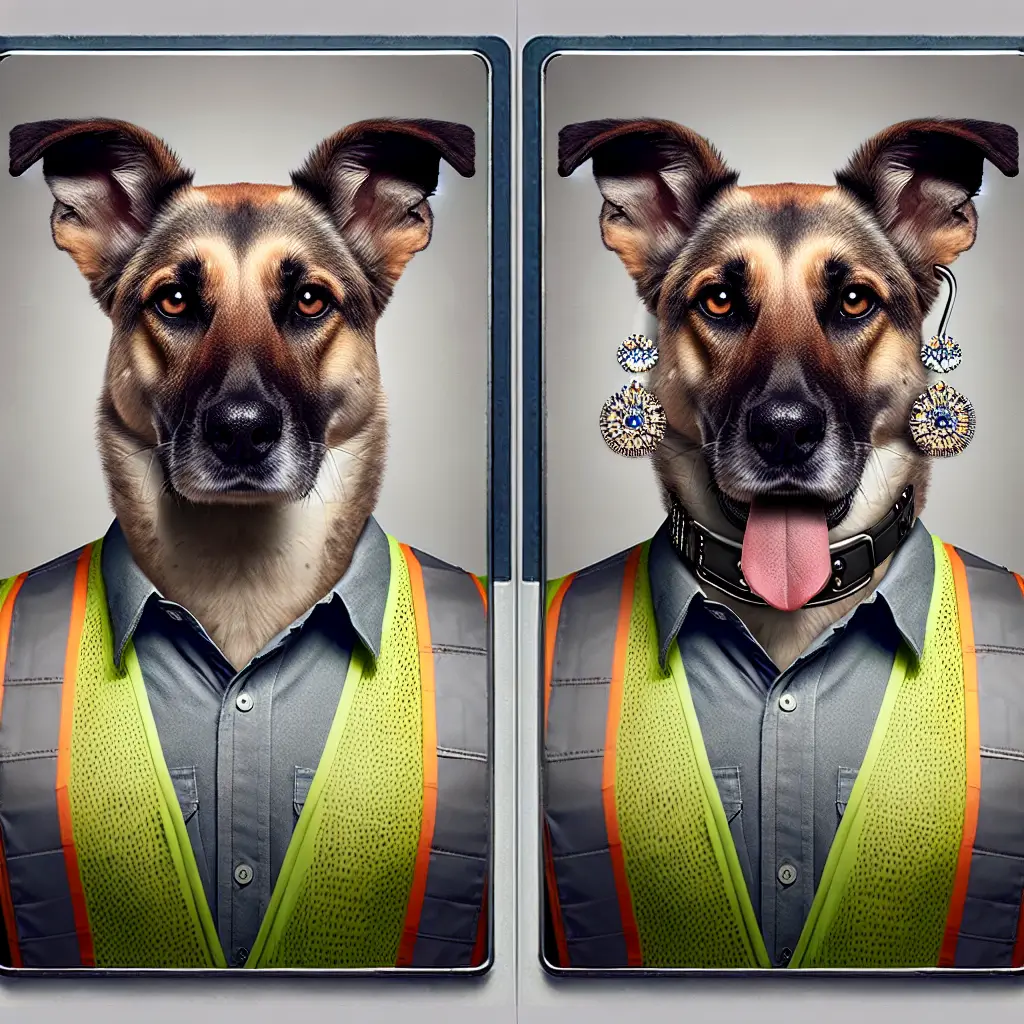 A screenshot of Free Avatar: Realistic Dog Civil Engineer Avatar