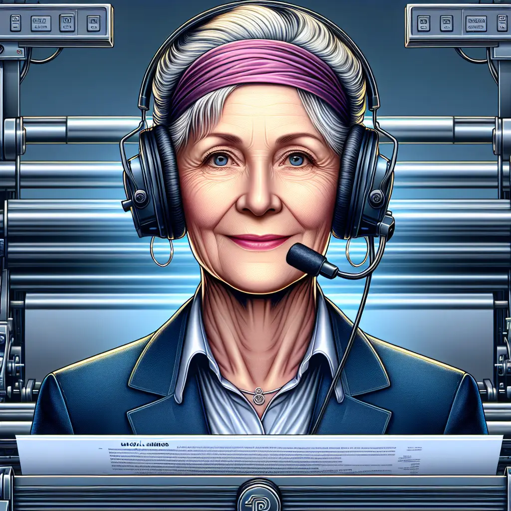 A screenshot of Free Avatar: Elderly Caucasian Woman Printer with Headworn Microphone