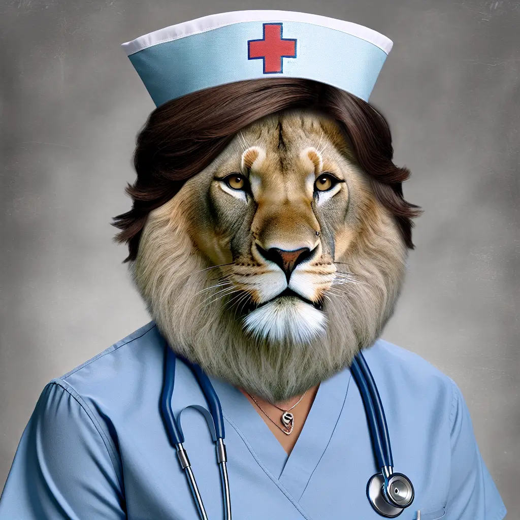 A screenshot of Free Avatar: Lion Superhero Nurse Practitioner