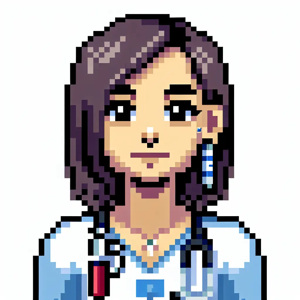 A screenshot of Free Avatar: 8-bit Female Phlebotomist