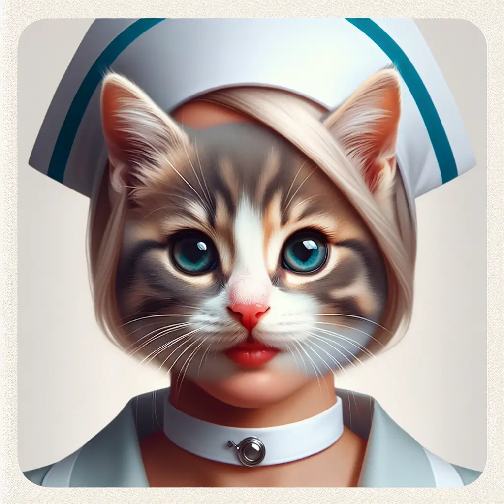 A screenshot of Free Avatar: AI Generated Nurse Kitten with Nose Piercing