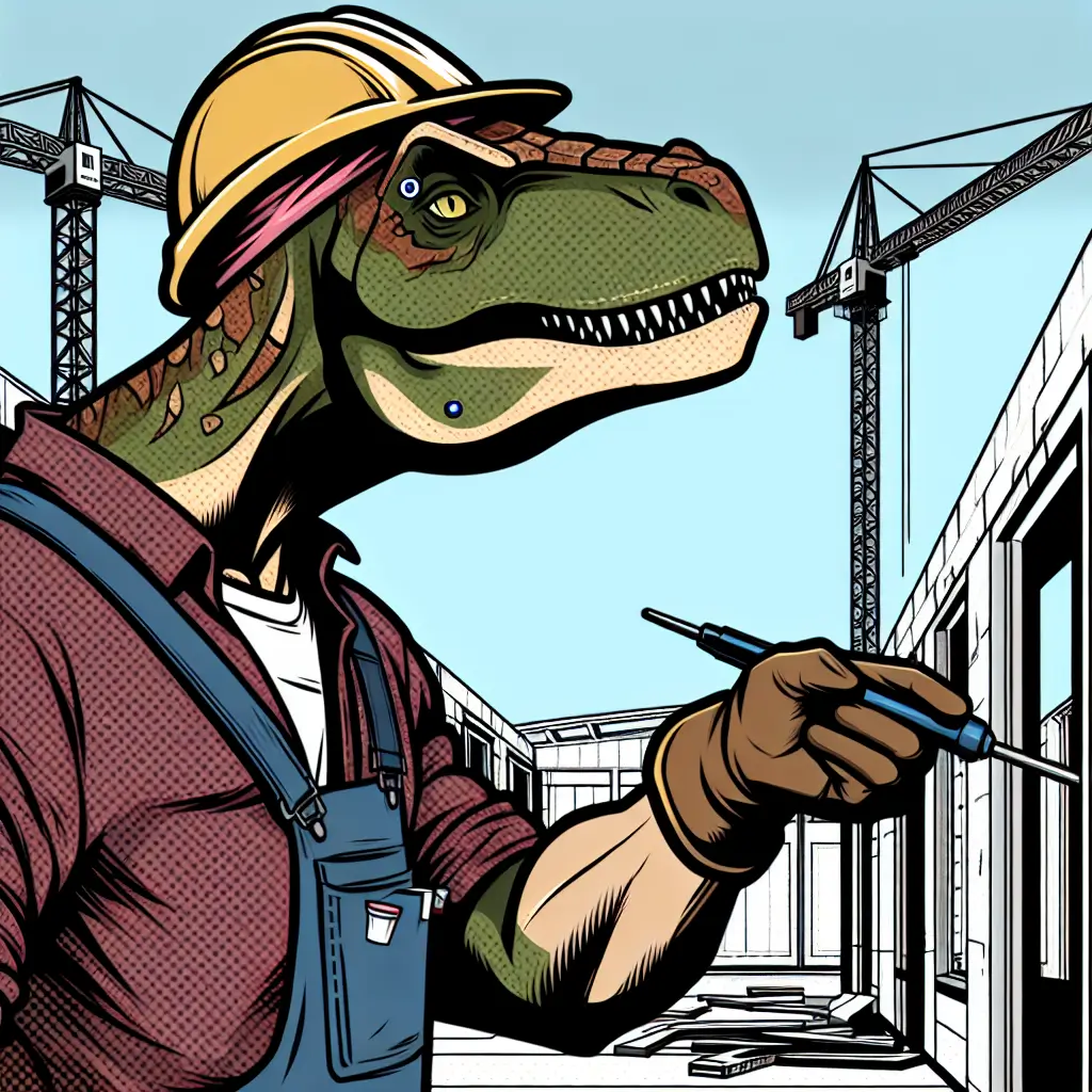 A screenshot of Free Avatar: Dinosaur Construction Laborer with Eyebrow Piercing