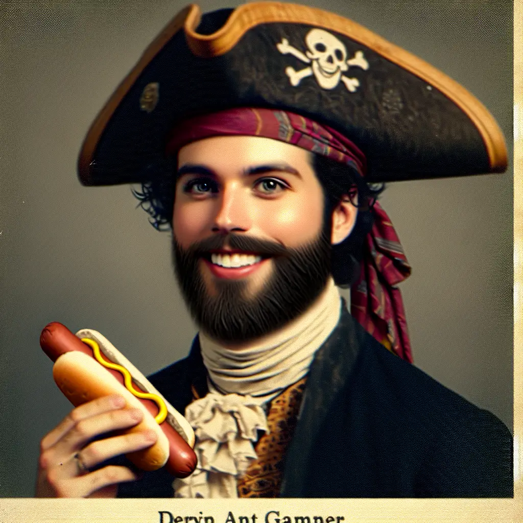 A screenshot of Free Avatar: Industrial Engineer Pirate with Hotdog