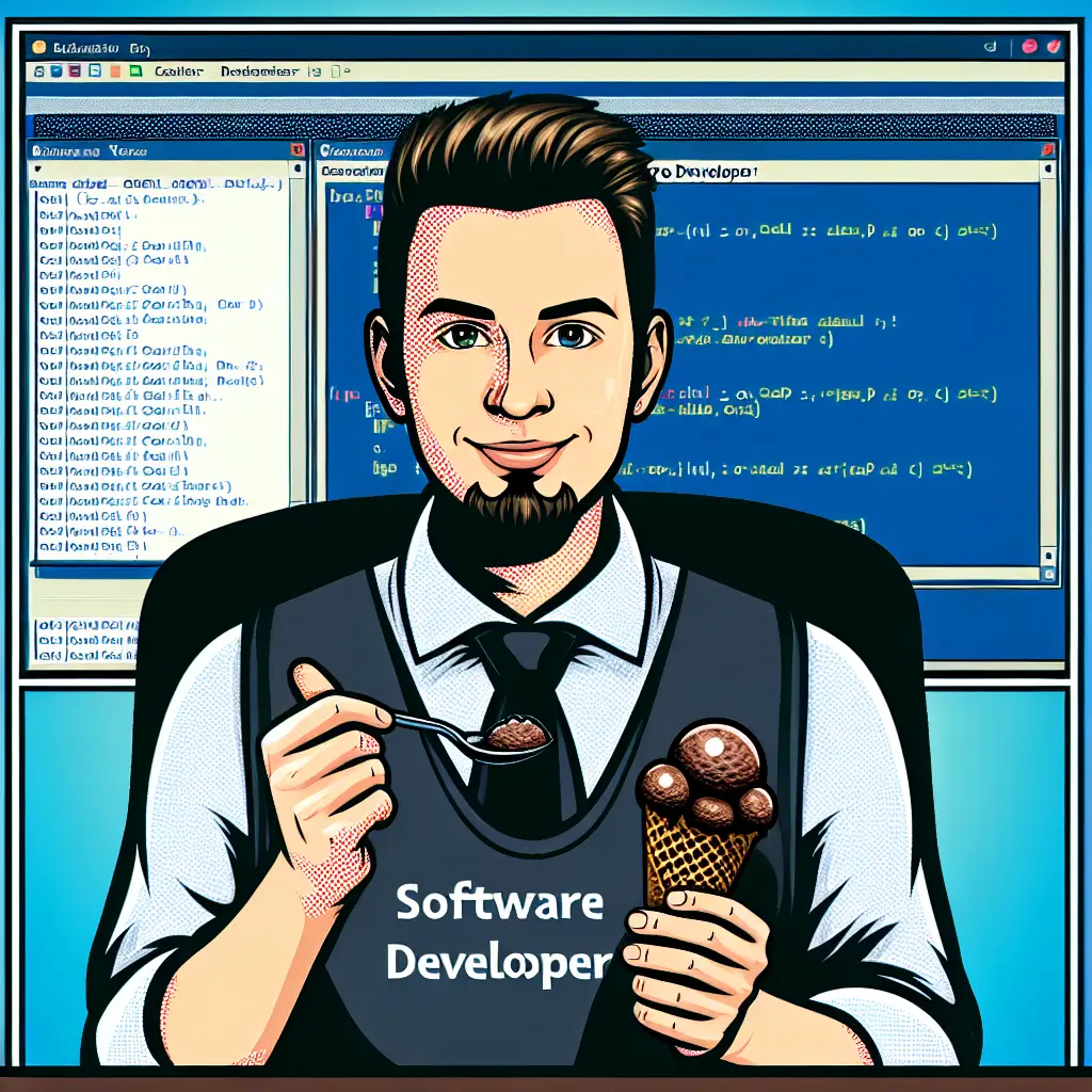 A screenshot of Free Avatar: Comic Style Software Developer with Ice Cream