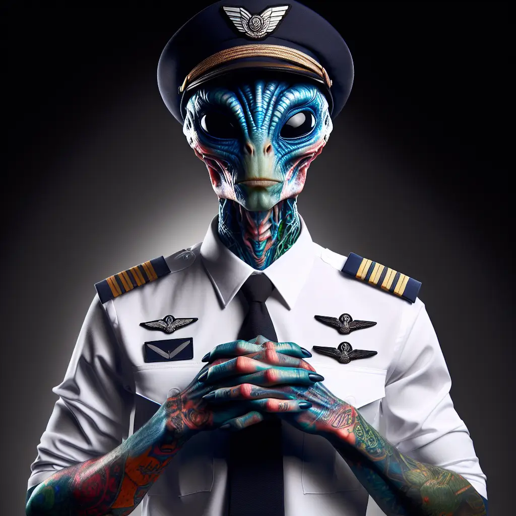 A screenshot of Free Avatar: Fantasy Alien Airline Pilot AI Avatar