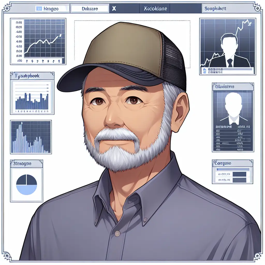 A screenshot of Free Avatar: Elderly South Asian Financial Analyst Anime Style