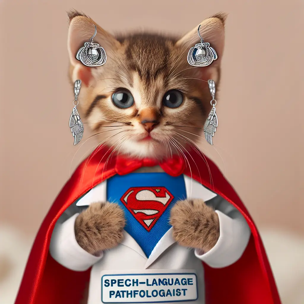 A screenshot of Free Avatar: Superhero Kitten Speech-Language Pathologist