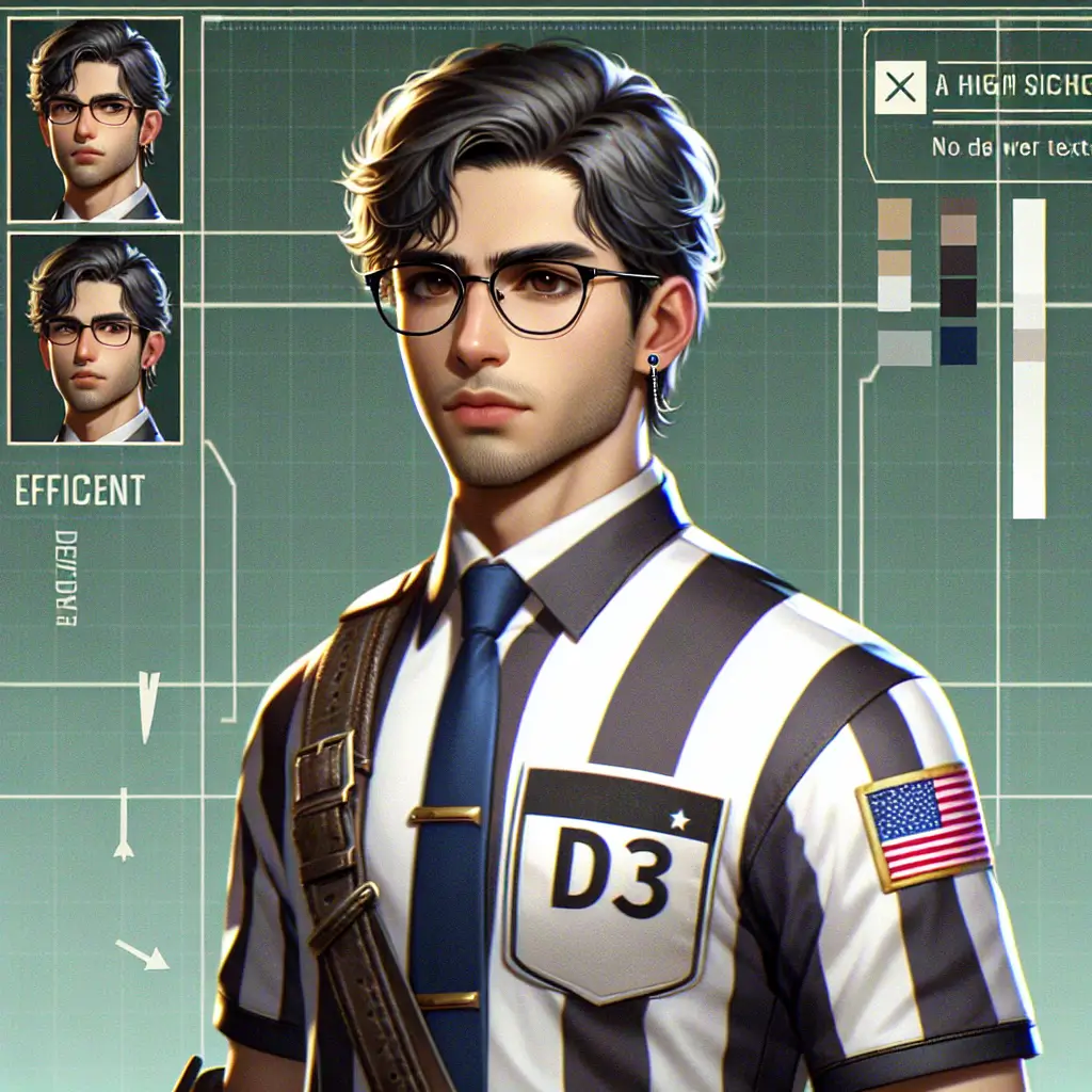 A screenshot of Free Avatar: Middle-Eastern High School Umpire in Fantasy Setting