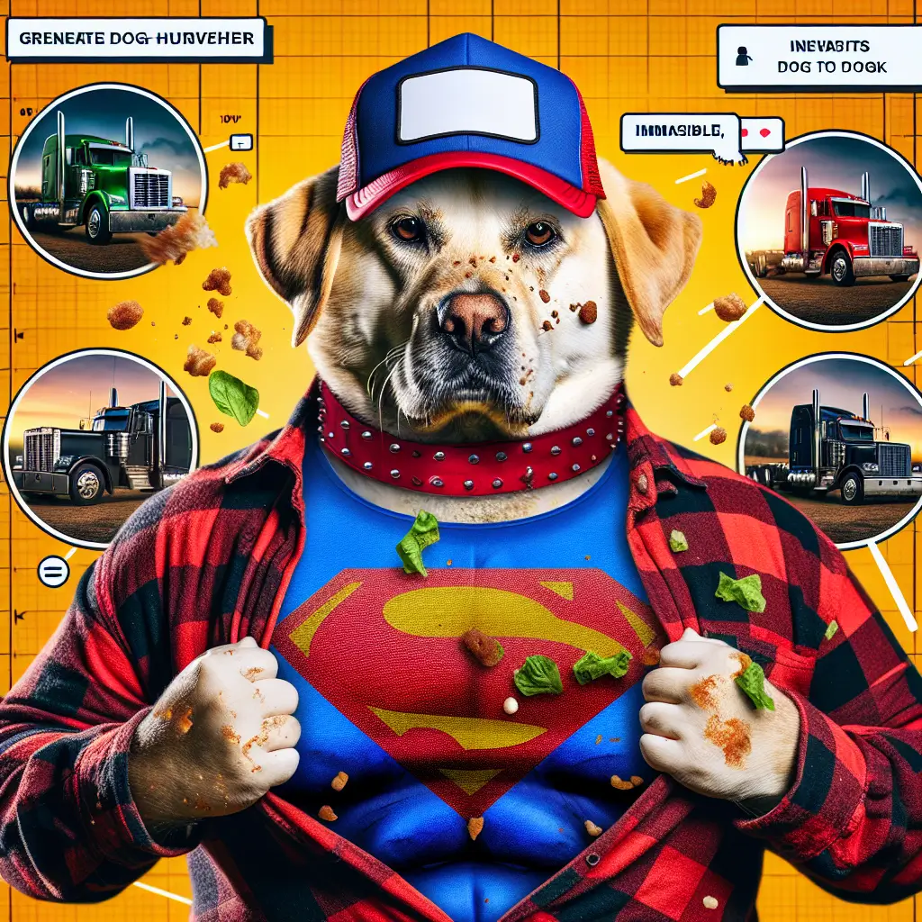 A screenshot of Free Avatar: Superhero Dog in Truck Driver Attire