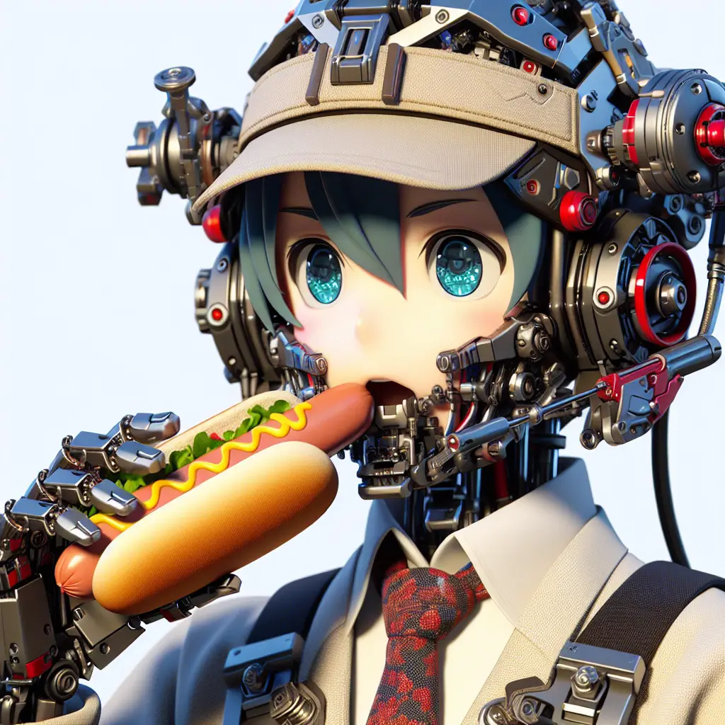 A screenshot of Free Avatar: Mechanical Engineer Eating Hotdog