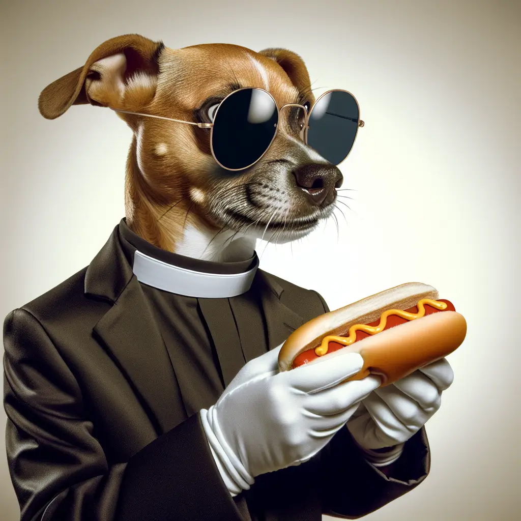 A screenshot of Free Avatar: Clergy Dog Eating a Hot Dog